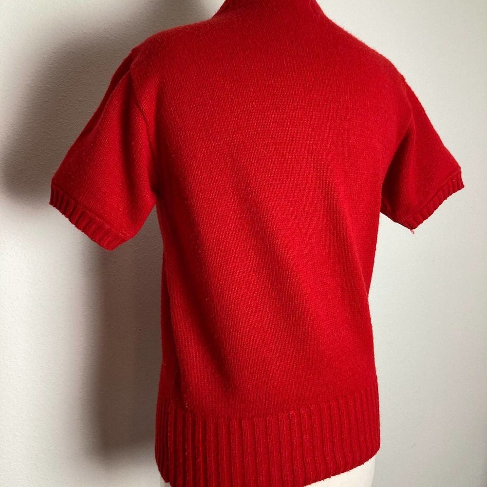 Vintage Red Crewneck Sweater with White and Blue Appliqué - Picture 5 of 7